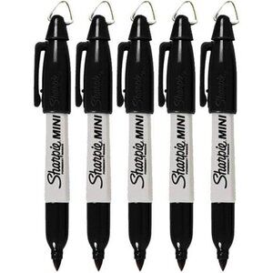 Permanent Markers with Golf Keychain Clips, Fine Point, Black Ink